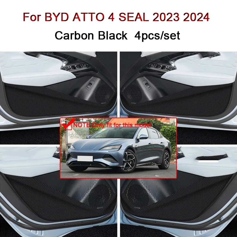 

For BYD ATTO 4 SEAL 2023 2024 Car Door Anti Kick Pad Carbon Fiber Leather Texture Anti Dirt Protective Sticker Auto Accessories