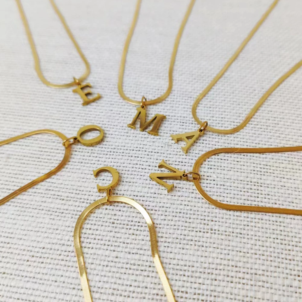 إمانكو ديي الفولاذ المقاوم للصدأ رسالة قلادة مطلية بالذهب سلسلة شفرة قلادة الأزياء والمجوهرات هدية عيد الحب #5