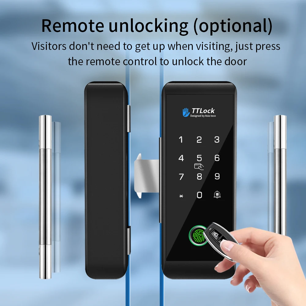 Ttlock APP Wooden Glass Door Lock Bluetooth Remote Unlock Fingerprint App Card Password Remote Control Alarm Electronic Lock