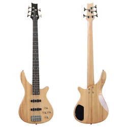 Electric Bass Guitar 5 String 43 Inch Solid Bassood Body High Gloss Bass Guitar Natural & Sunburst With Bag