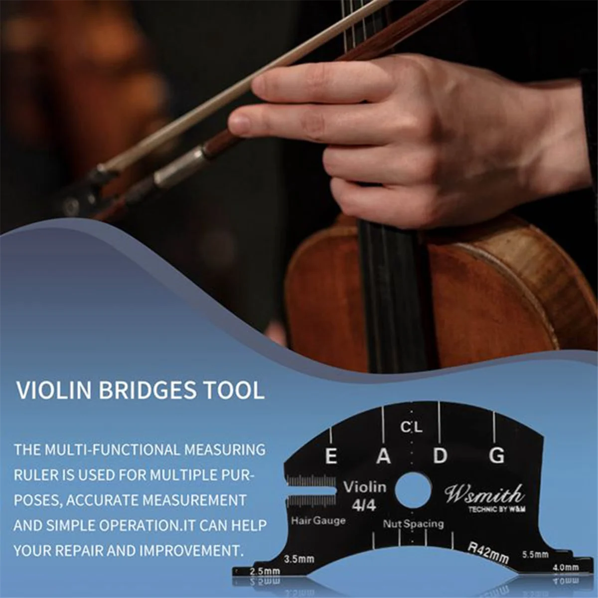 HFC Violin Bridges Multifunctional Mold Template 4/4 Violin Bridges Repair Reference Tool Fingerboard Scraper Making Tools