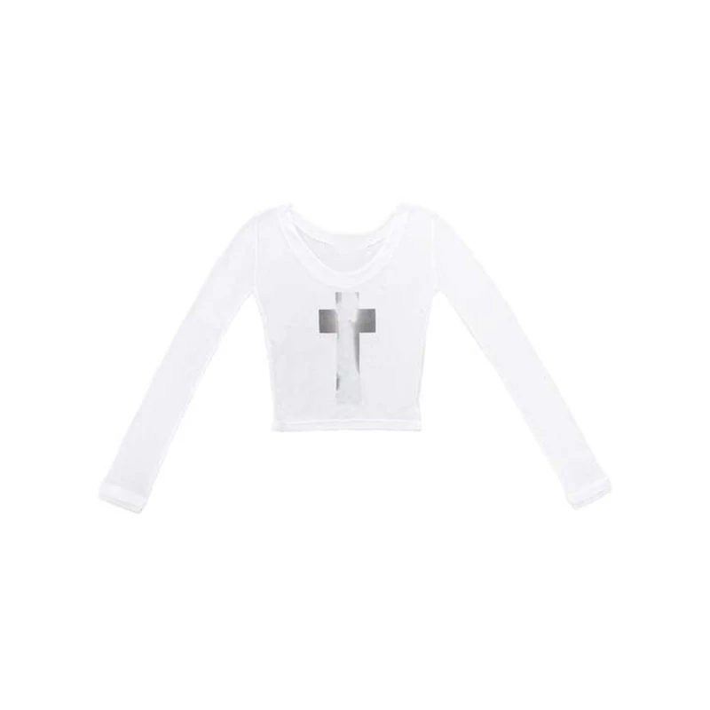 

American sexy women slim fit long sleeved white sexy slightly transparent slim fit comfortable breathable fabric black top sexy