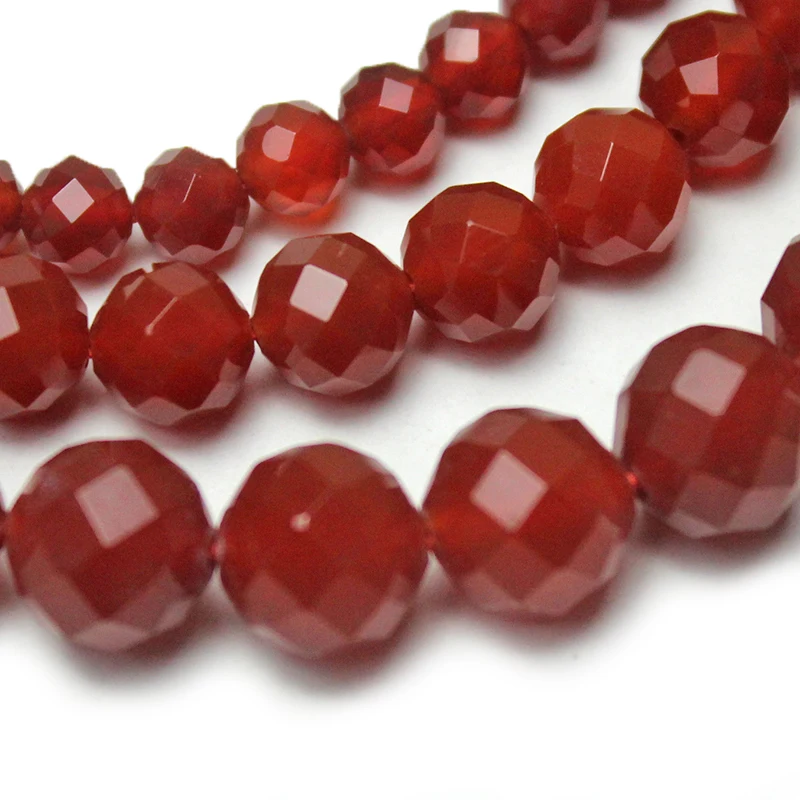 Natural Stone Red Carnelian Agates Round Gem Cut Beads 15\