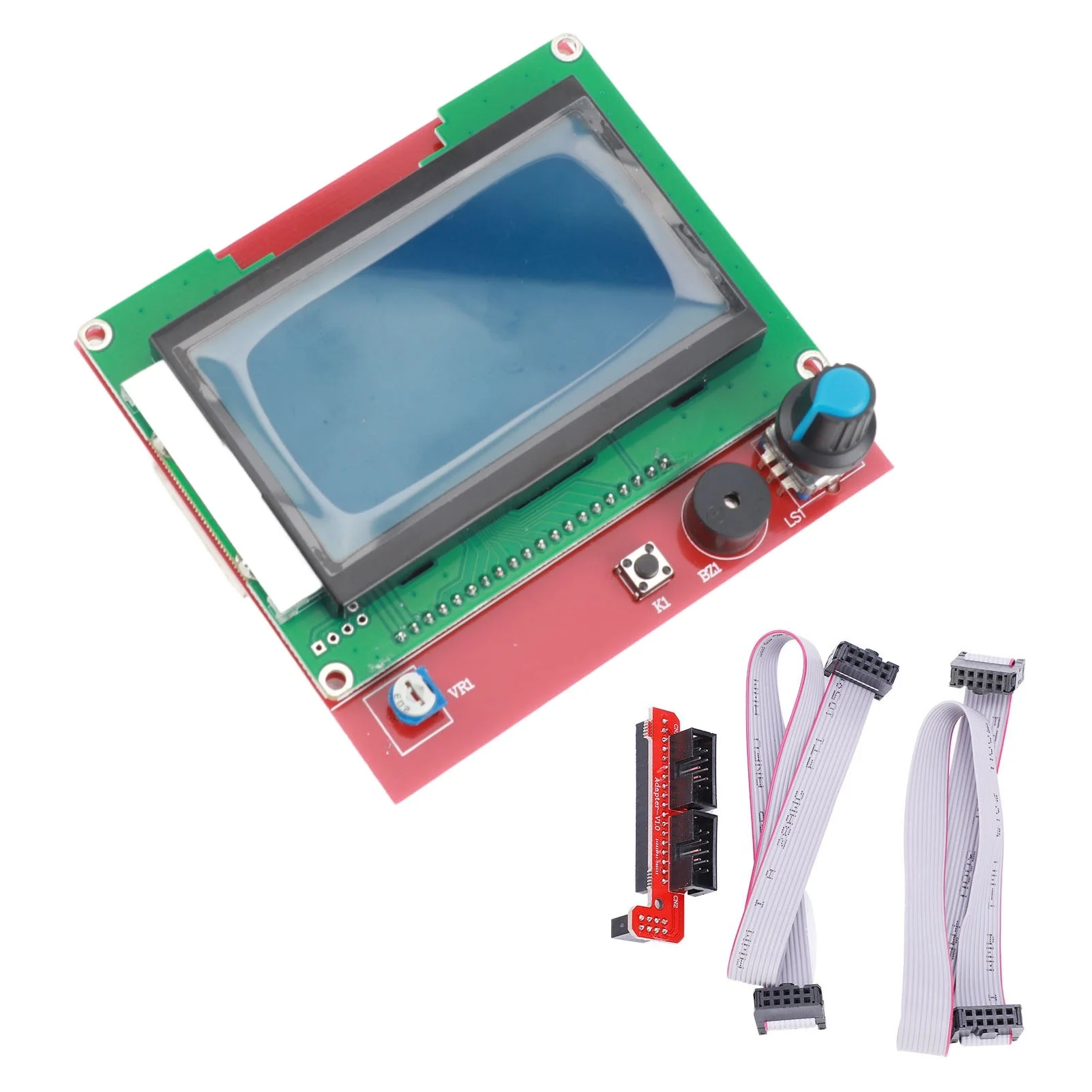 12864 LCD Control Module Panel Display Motherboard 3D Printer Smart Controller + 2Pcs Lines