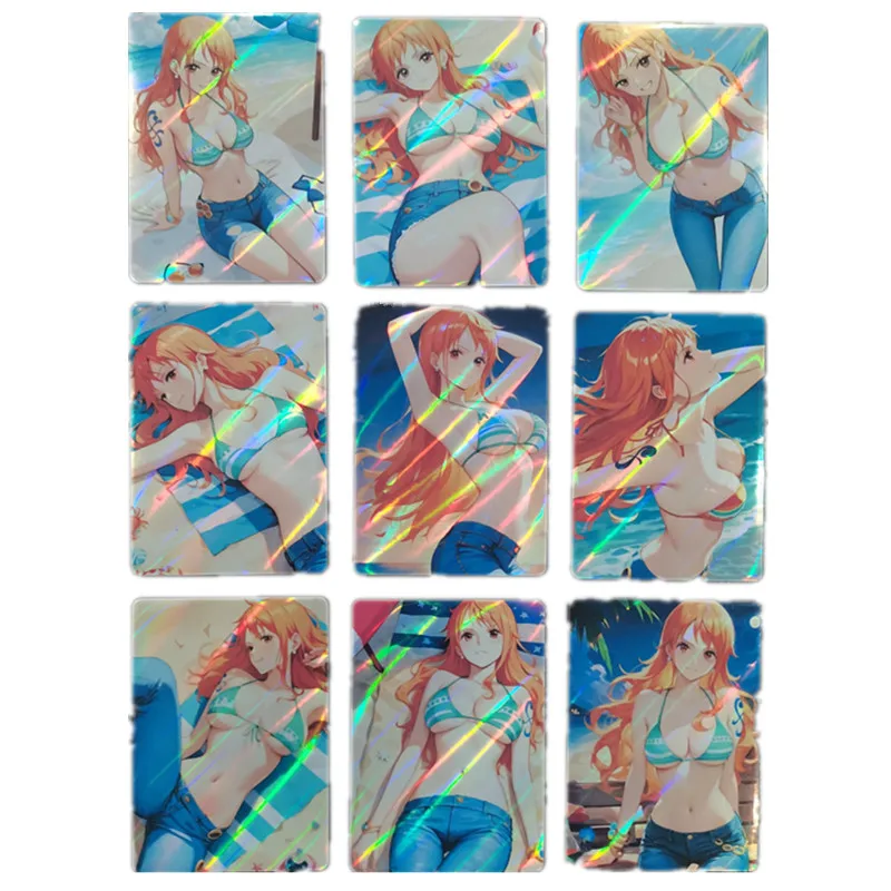 9Pcs/set Anime One Piece Nami ACG Nude Sexy Card Beach Swimwear Cosplay Game Toy Gift Homemade Comic Collection Card