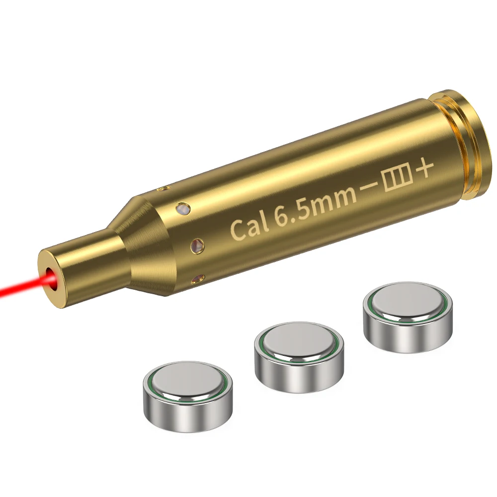 6.5MM Optics Cartridge Red Dot Laser Bore Brass Bore Boresighter For Pistol Rifle Scope Hunting Accessories 6 Batte