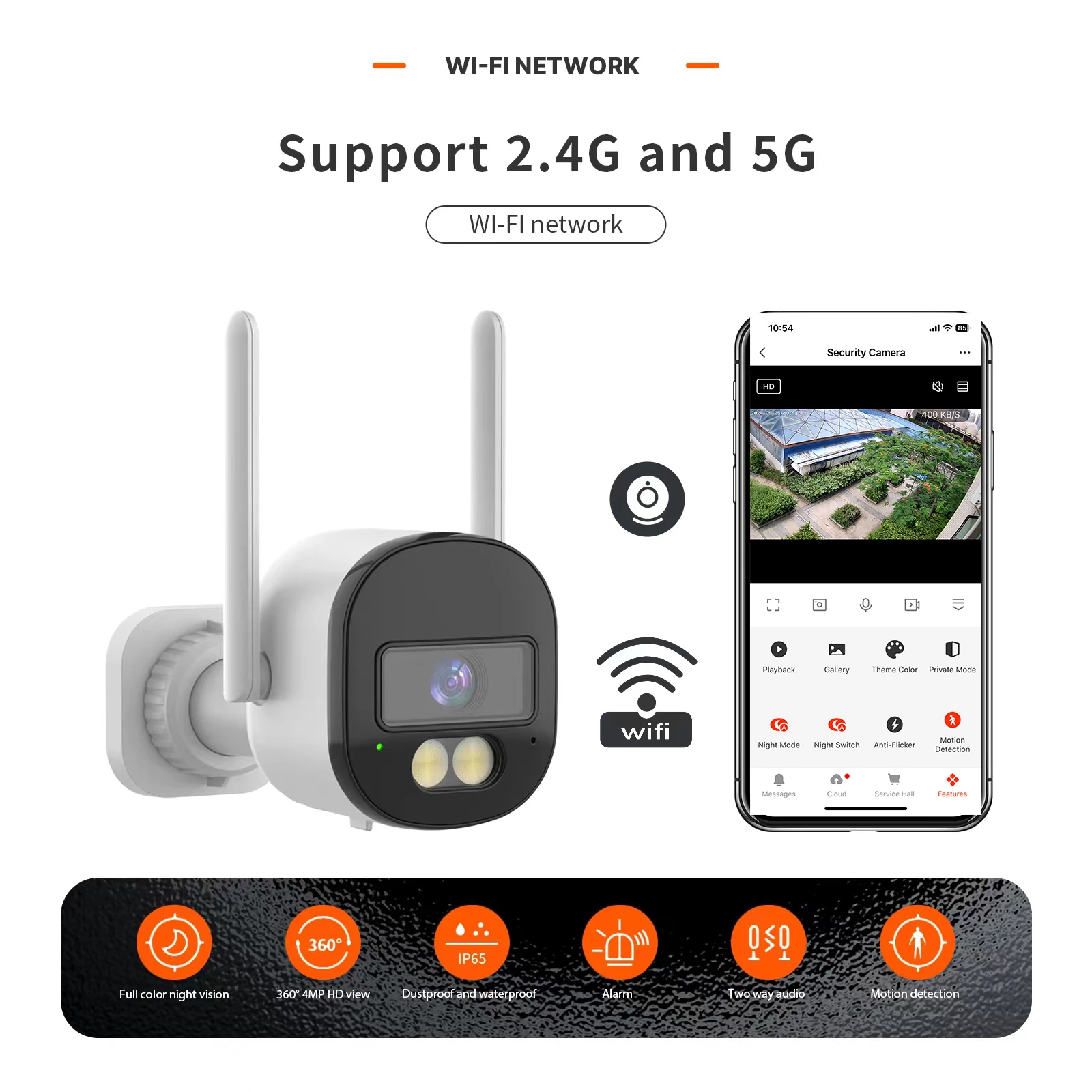 4MP 2.4G 5G WiFi Tuya Bullet Outdoor Waterproof Surveillance Security Protection Mini CCTV Camera IP ONVIF Siren Light Alarm Cam