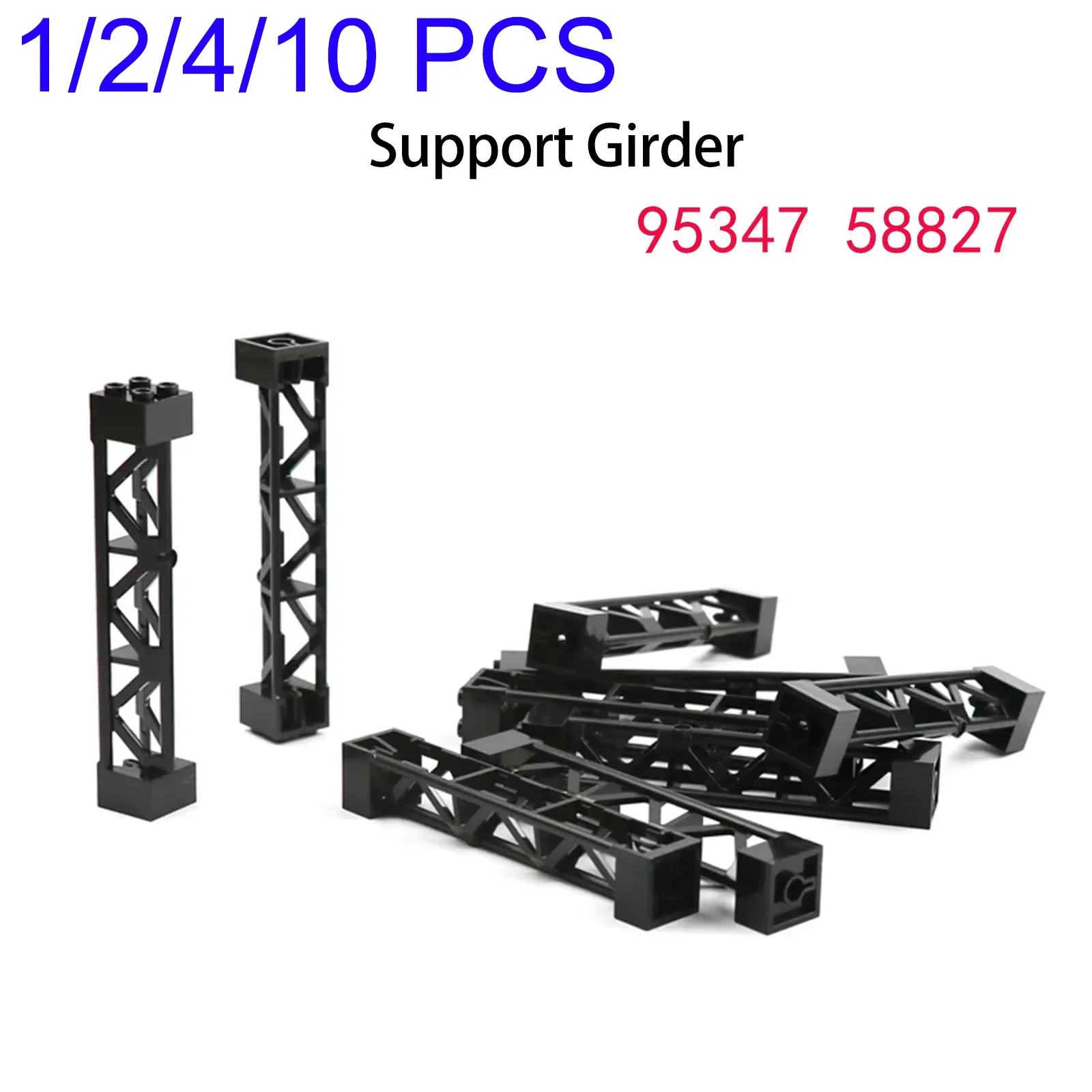 MOC-bloques de construcción de ciudad, tren, soporte para coche, viga, columna, viga, 2x2x10, ladrillos, juguetes, piezas técnicas compatibles 95347 58827