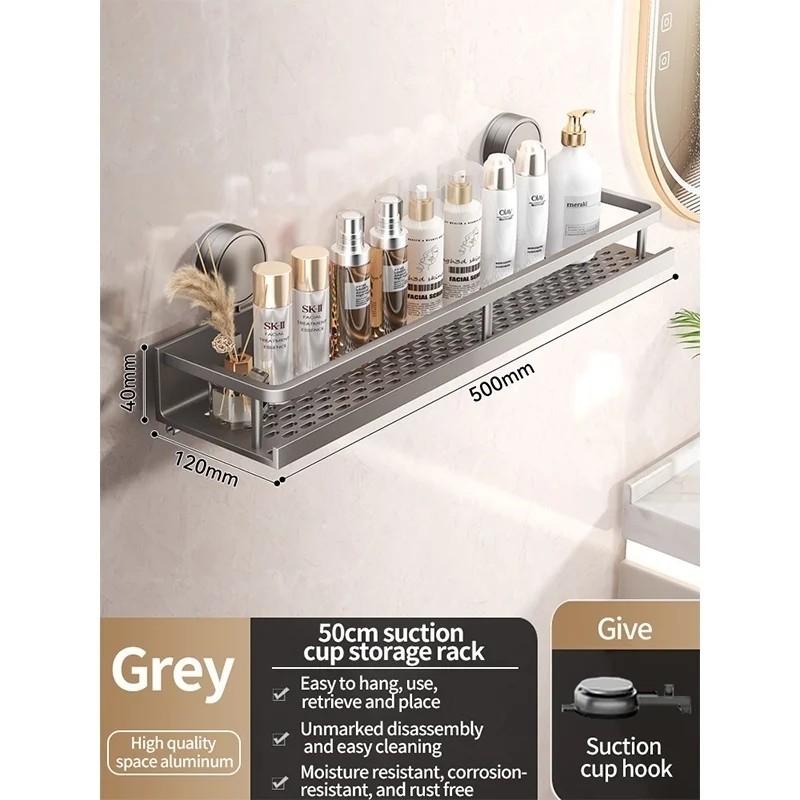 Geen boor Zuignap Zuignap Badkamerrek Badkamerplank Toiletruimte Aluminium ophangrek Badkamerorganisator Hang aan de muur