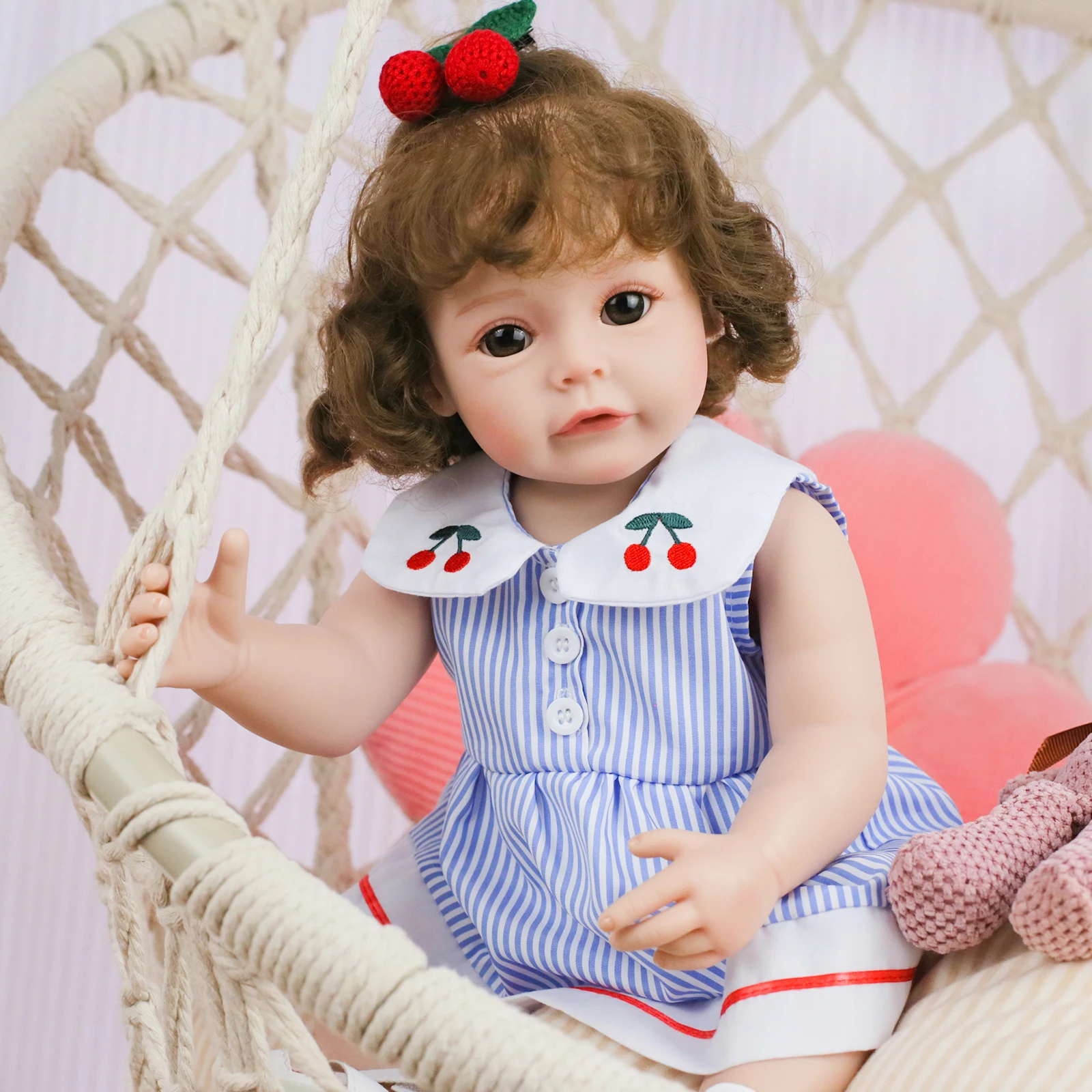 18インチ新生児リボーンドール女の子、手植えの髪、柔らかい体、3Dスキン、血管が見える、コレクターズアートドール、クリスマスプレゼント