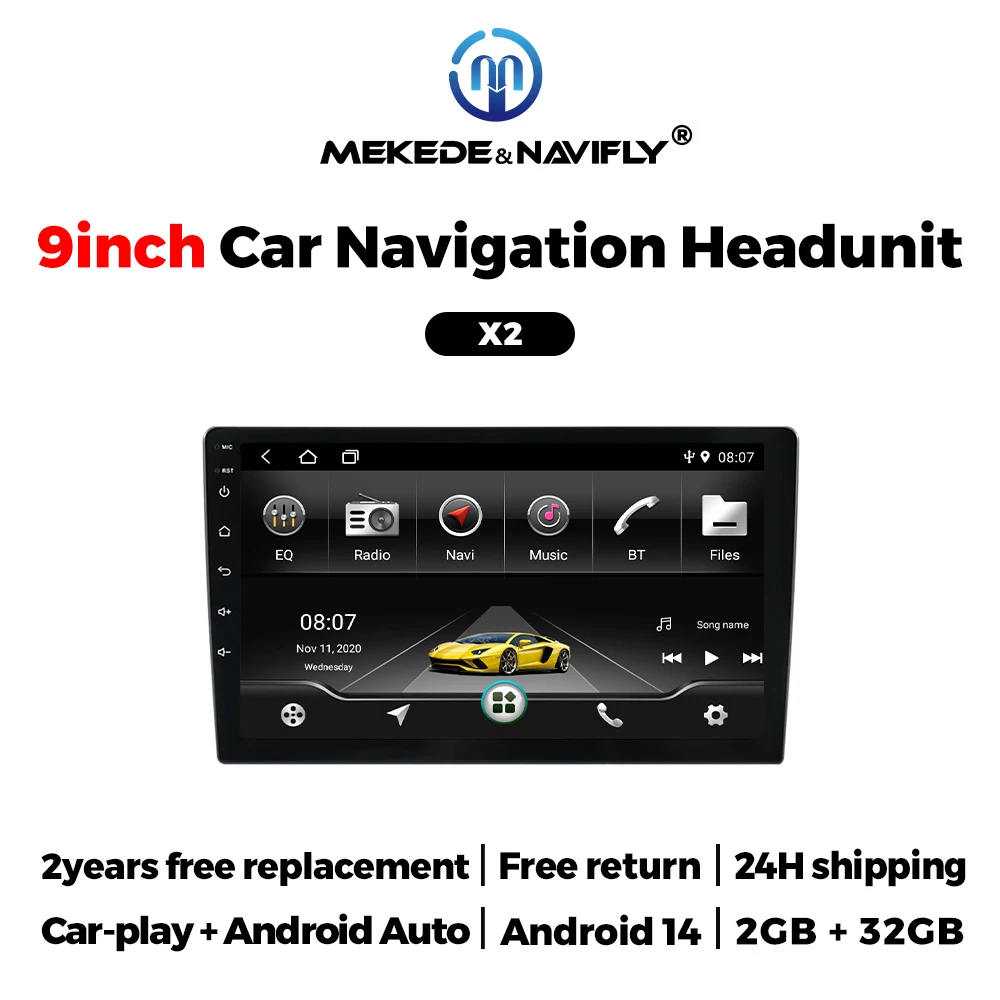

Android 14 Car Radio Rear View Camera IPS Display Universal Multimedia Player For Apple CarPlay Android Auto 2Din Stereo GPS BT