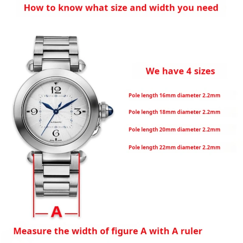 16 مللي متر 18 مللي متر 20 مللي متر 22 مللي متر ساعة ربط رمح ل كارتييه باشا المعادن ربط الأذن قضيب ثابت الفولاذ المقاوم للصدأ قضيب ربط ساعة حزام اكسسوارات