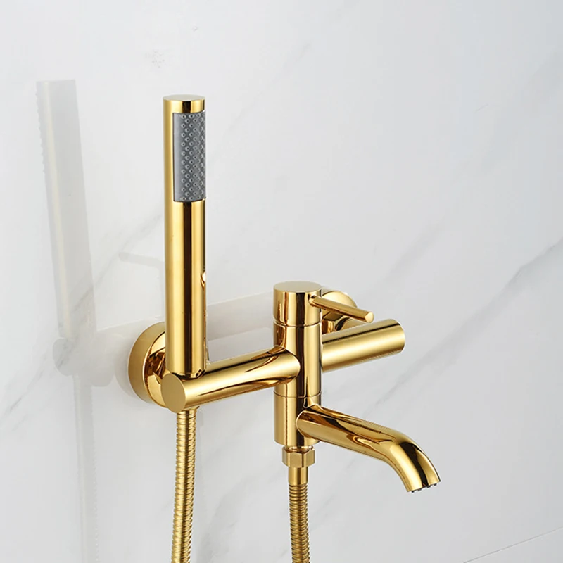 

Gold Bathtub Shower Set Black Wall Mounted Rotatable Bathtub Faucet Brushed Gold Bidet Faucet Bathroom Bath And Shower Mixer Tap