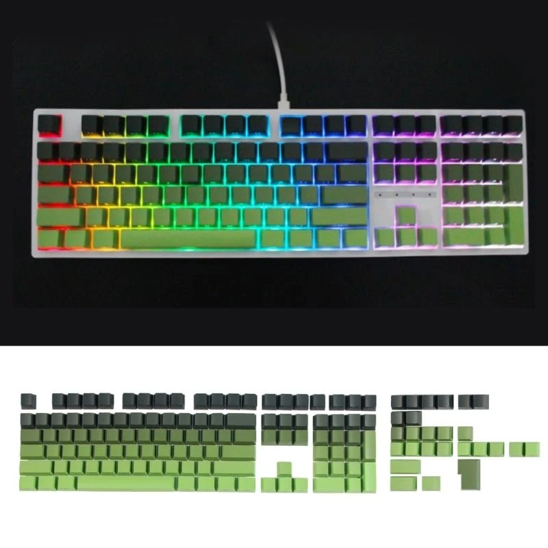 G6DD 135 Double Shot PBT Keycaps Through Gradients Green Keycap Set
