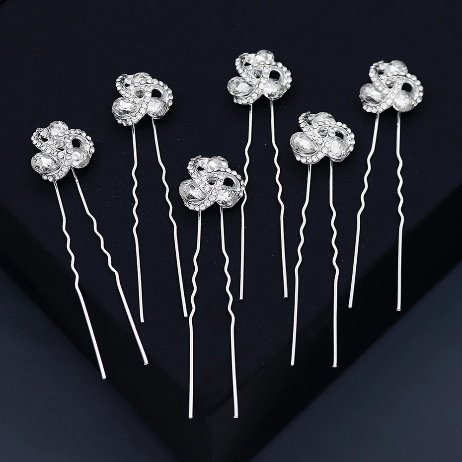 Fashion Rhinestone Flower Hair Clips for Women Accessories Girls Gold Color Hair Pins Headpiece Party Hairpins Jewelry