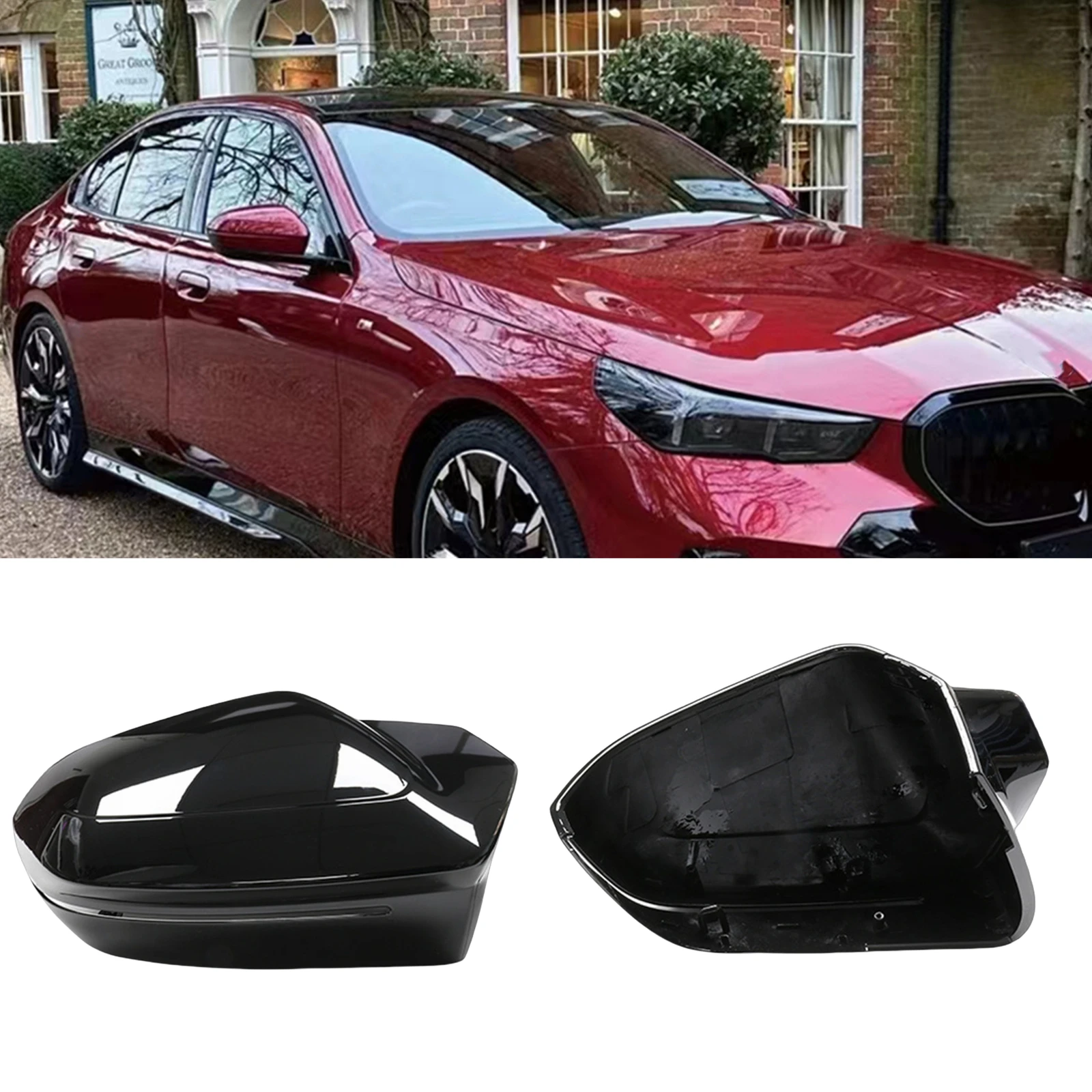 

For BMW 5 7 i7 Series G60 G61 G68 I5 G60 G61 G90 M5 G70 2023+ Mirror Cover Gloss Black Exterior Side Rearview Cap Shell Clip On