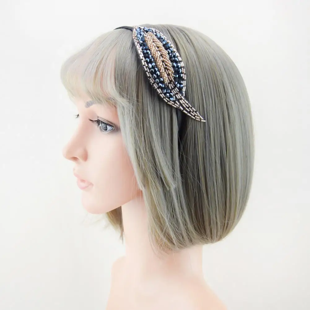 Elastische antislip meisjes hoofdband hoofddeksels strass bladeren decor dun haar hoepel haaraccessoires zoete haarsluiting hoofddeksel