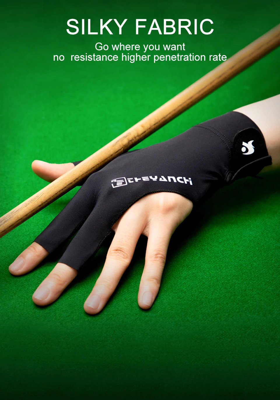 GTUBIKE 1PC Billard Handschuh Linke Hand Drei Finger Snooker Billard Handschuh Nicht Slip Aufkleber Elastizität Billard Training Handschuhe – Detail 4