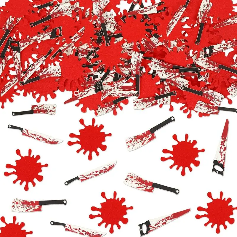 100Pcs Halloween Bloody Knife Confetti Blood Splatter Table Horror Scary Paper Confetti for Party Desktop Haunted House Decor