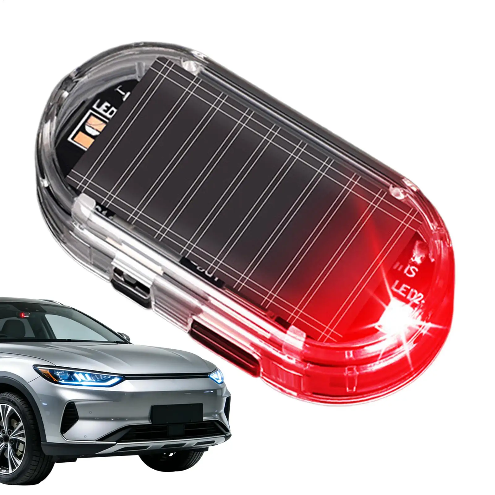 Car Alarm Flash Light Solar Charging With USB Port LED Simulated Alarm Light For Car For Sedan Truck Caravan Garage Overnight