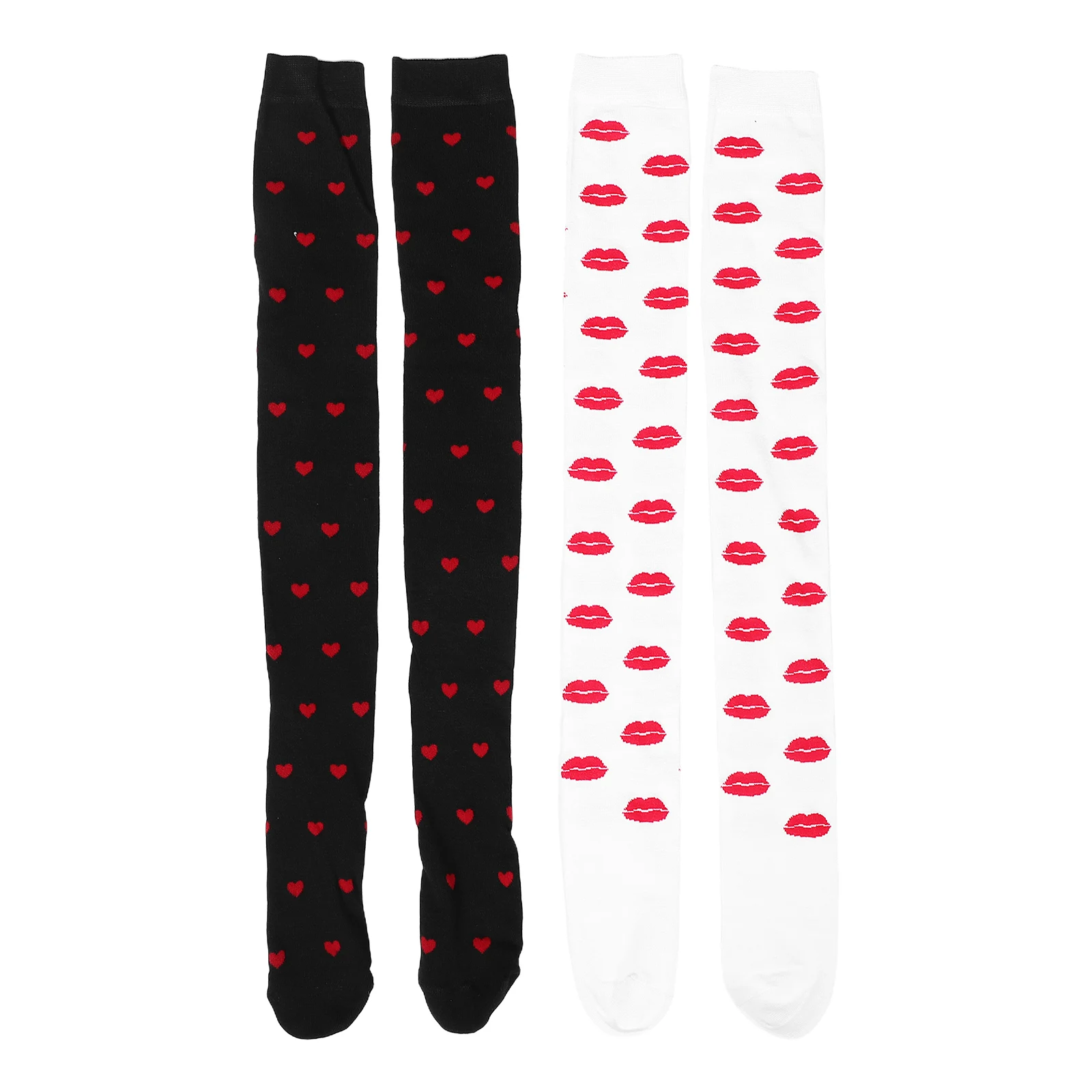 

Valentine'S Day Thigh Socks Heart Print Romantic Knee High Stockings Women Cotton Blend Comfortable Legwear Party Outfit