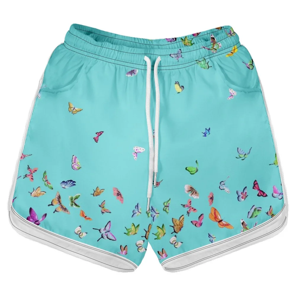 Women Leisure Home Black Butterfly Shorts Printed Florals Streetwear Cargo Fitness Streetwear Casual Female Clothing