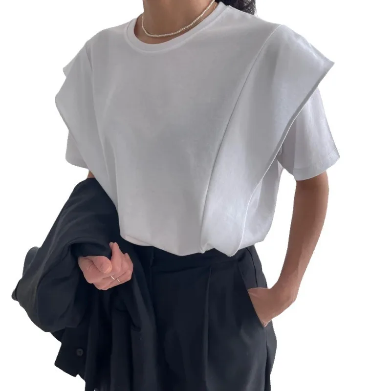 Casual Loose Short Sleeve T-Shirt Women's Cleanfit Style Citywalk Cotton Material Breathable Comfortable round Neck  Color