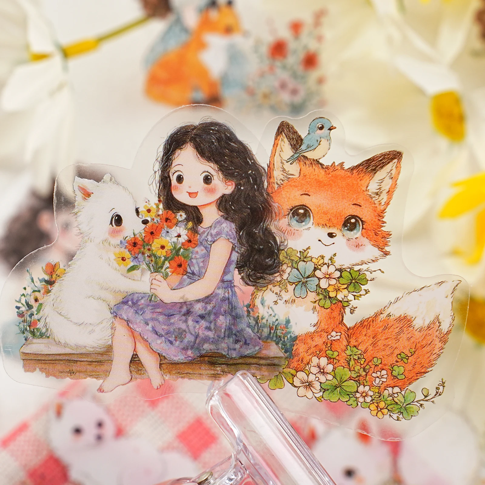 20 ชิ้นสุนัขจิ้งจอกน่ารัก&สติกเกอร์สาวสำหรับแล็ปท็อป,เคสโทรศัพท์,กระเป๋าเดินทาง,สมุดภาพ,ตกแต่งห้อง,อุปกรณ์ DIY น่ารัก