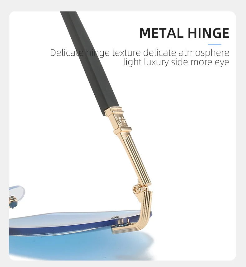 CRIXALIS Anti-Blaulicht-Lesesonnenbrille für Damen, modisch, rechteckig, rahmenlos, presbyopische Brille, Herren, optische Brillen, UV400 – Detail 8