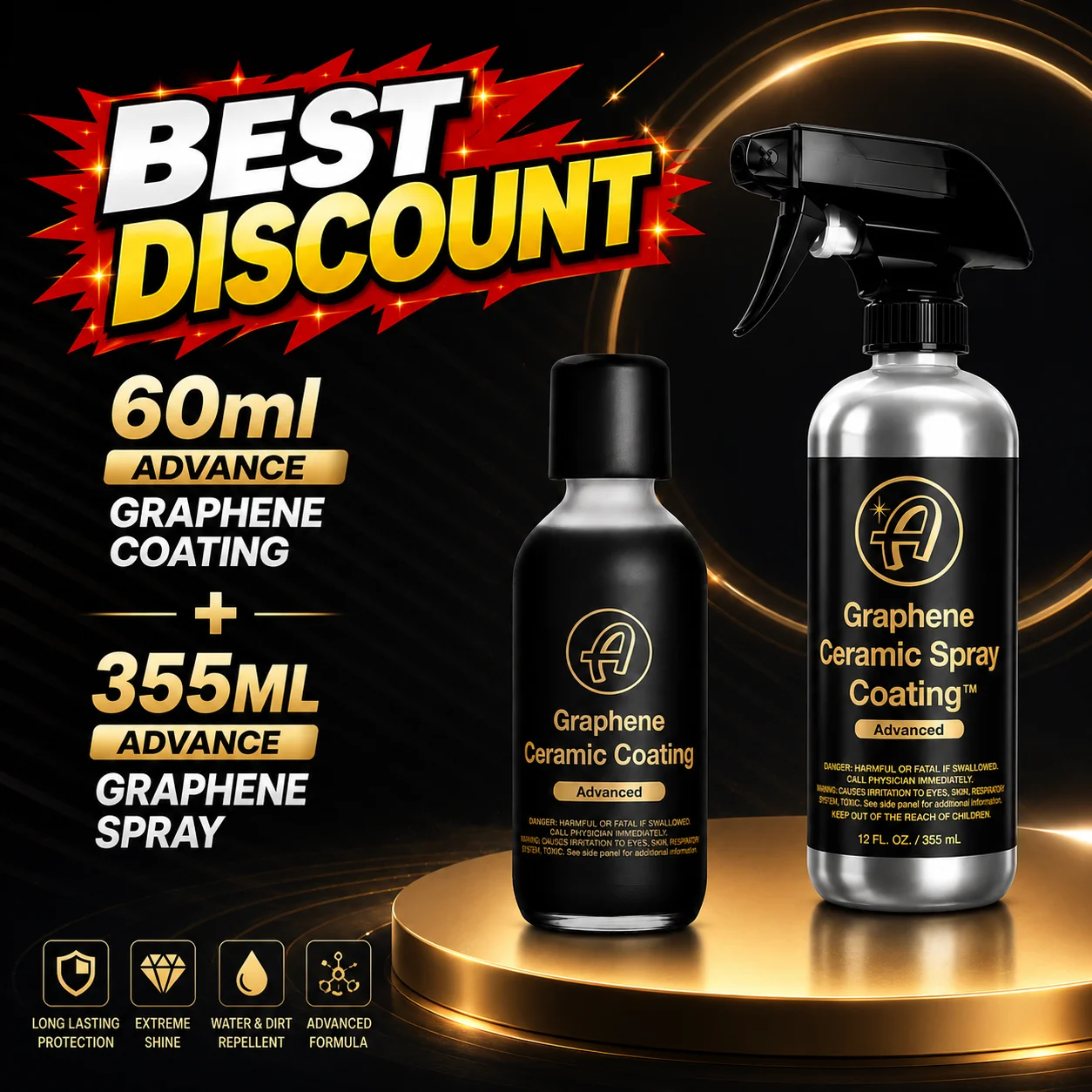 Graphene Ceramic Car Coating 10H for Cars 7+ Years of Protection Apply After Car Wash Clay Bar Car Buffer Polisher Motorcycle