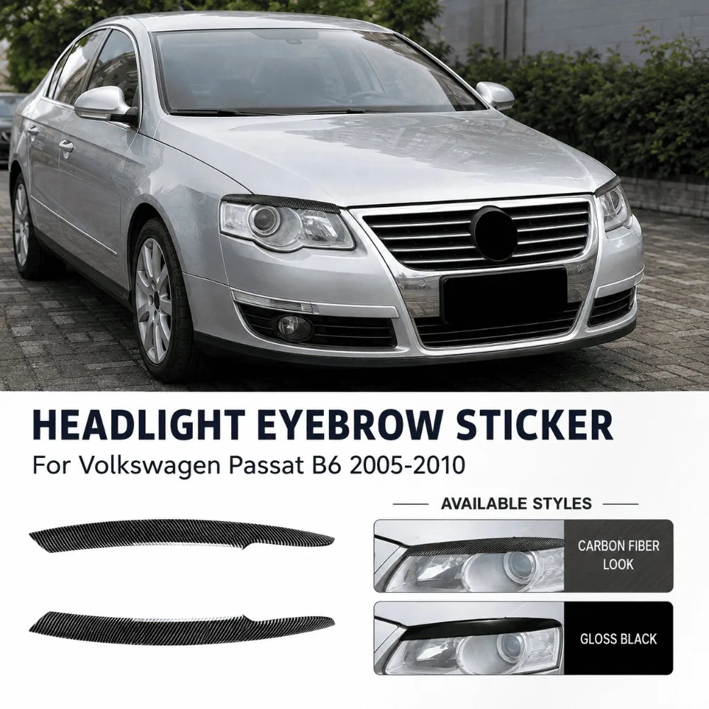 Headlight Eyebrow Sticker For Volkswagen Passat B6 2005-2010 Front Lamp Trim Exterior Styling Auto Accessories Decorative Covers