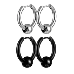 Steel Ball Earrings Stainless Steel Ear Hoops for Men and Women