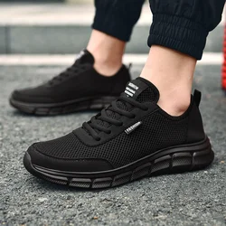 Fashion Men Casual Shoes Outdoor Breathable men's Running sheos Mesh Black Non-slip male sneakers Jogging Tennis Athletic Shoes