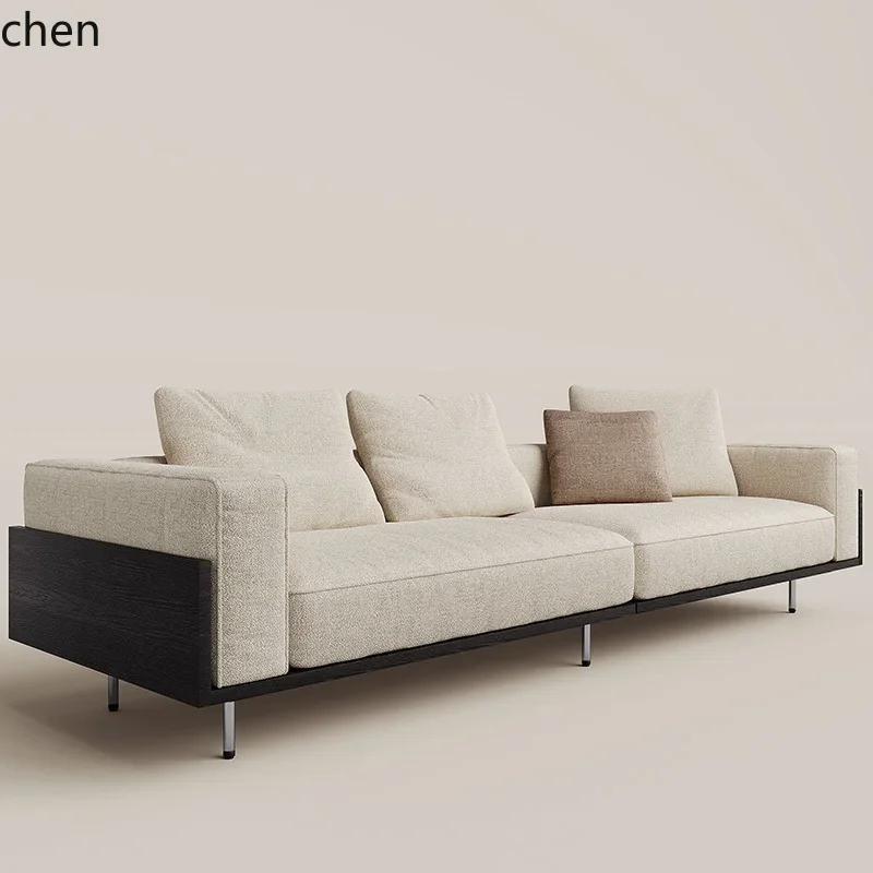 Living Room Straight Three-Seater Sofa Vintage Style Cotton Linen Sofa Retro Fabric Sofal3