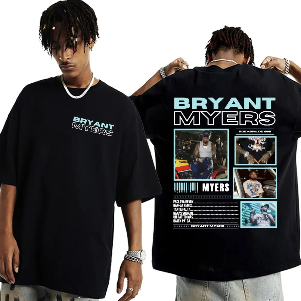 

2025 Summer Rapper Bryant Myers 2025 Tour 100% Pure Cotton T-shirts for Men Fashion Hip Hop Punk Style Casual Short Sleeve Y2K