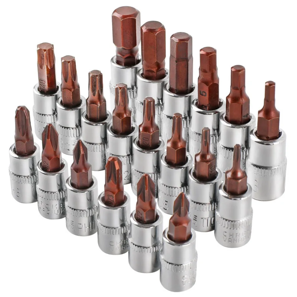 1/4inch Drive Bit Socket Phillips Screwdriver PH1 PH2 PH3 Bit Socket Standard Metric Steel Bits Socket Wrench Adapter Hand Tool