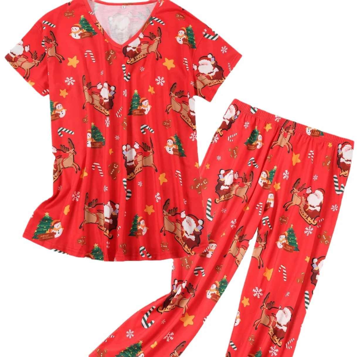 2024 Christmas Loungewear Printed Pajamas Sets Sleepy Pants Comfortable Set Two Piece Set Women's Wear Psjamas Set sleepwear