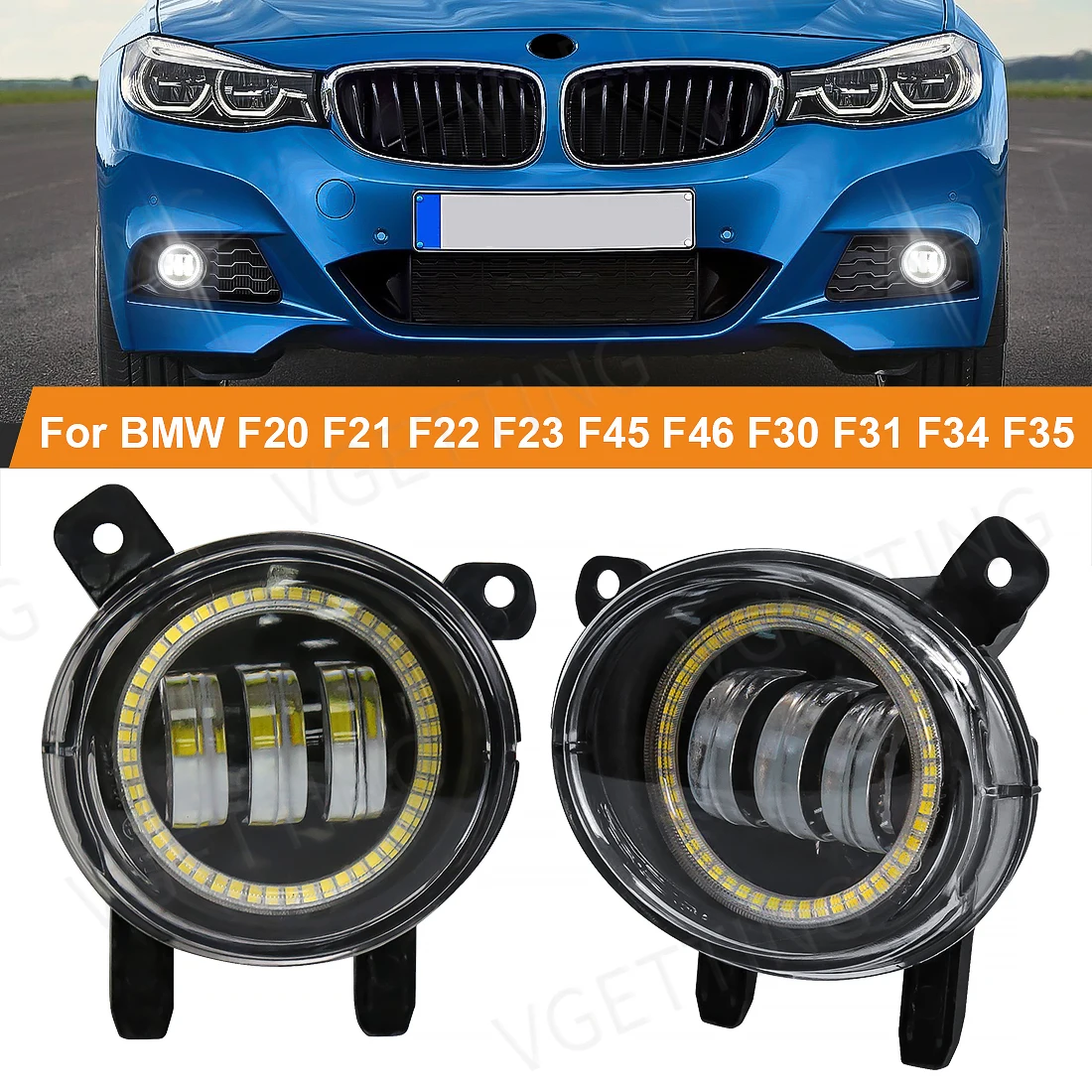 

Car LED Angel Eye Fog Lamp For BMW F20 F21 F22 F23 F45 F46 F30 F31 F34 F35 Front Bumper Lens Halogen Headlight Driving Light 12V