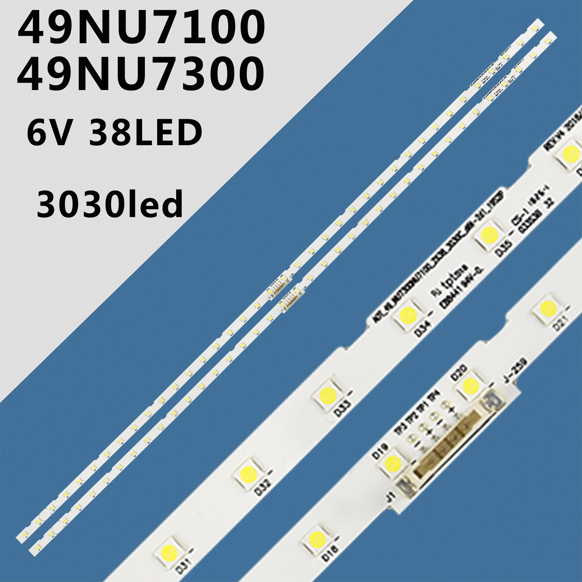 LED Backlight Strip for Samsung UE49NU7100 49NU7300 UA49RU7300K BN96-45953A BN96-45953B AOT_49_NU7300_NU7100 STS49081_38LEDS 6V