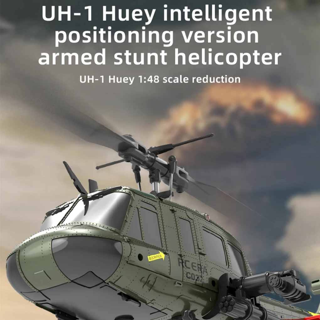 C032 UH-1 Brushless RTF RC Helicopter 6-axis Gyroscope One Click 3D Flip Optical Flow Positioning UH1 Helicopter Model Hobby Toy