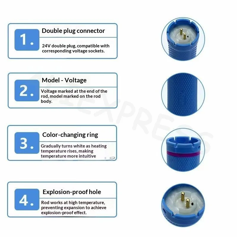 110mm 24V Digital Hair Hot Perm Rods Electric Heated Curlers Bars Rollers