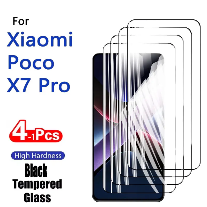 1-4 قطعة حامي الشاشة ل Xiaomi Poco X7 Pro HD الزجاج المقسى كريستال 9H عالية الألومنيوم المضادة للخدش حافظة بصمة صديقة