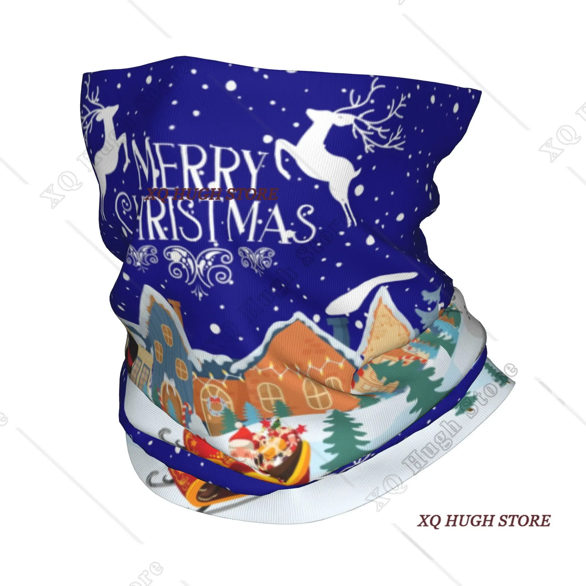 

Custom Christmas Snowman Bandana Neck Gaiter Windproof Face Scarf Cover Men Women New Year Gnome Headband Tube Balaclava