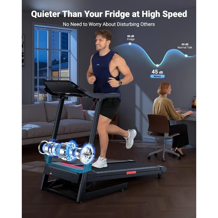 جهاز سير منزلي مع مائل ضبط 3.0 حصان لتمارين القلب في الأماكن المغلقة ومراقبة معدل ضربات القلب وحزام جري أوسع لـ Com