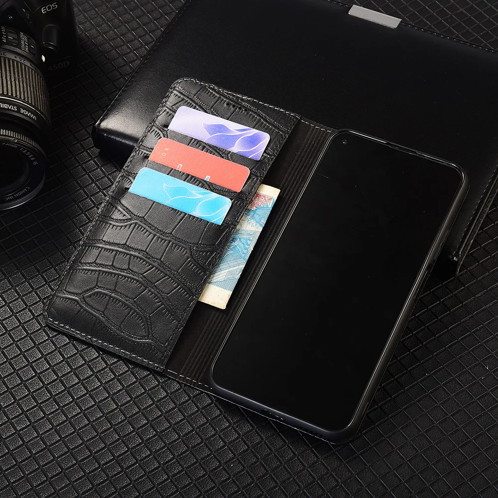 Crocodile Belly Genuine Leather Flip Case For Oneplus Ace 3 3V 5 6 Pro Racing Ultra Wallet Phone Cover Cases Scratch Proof