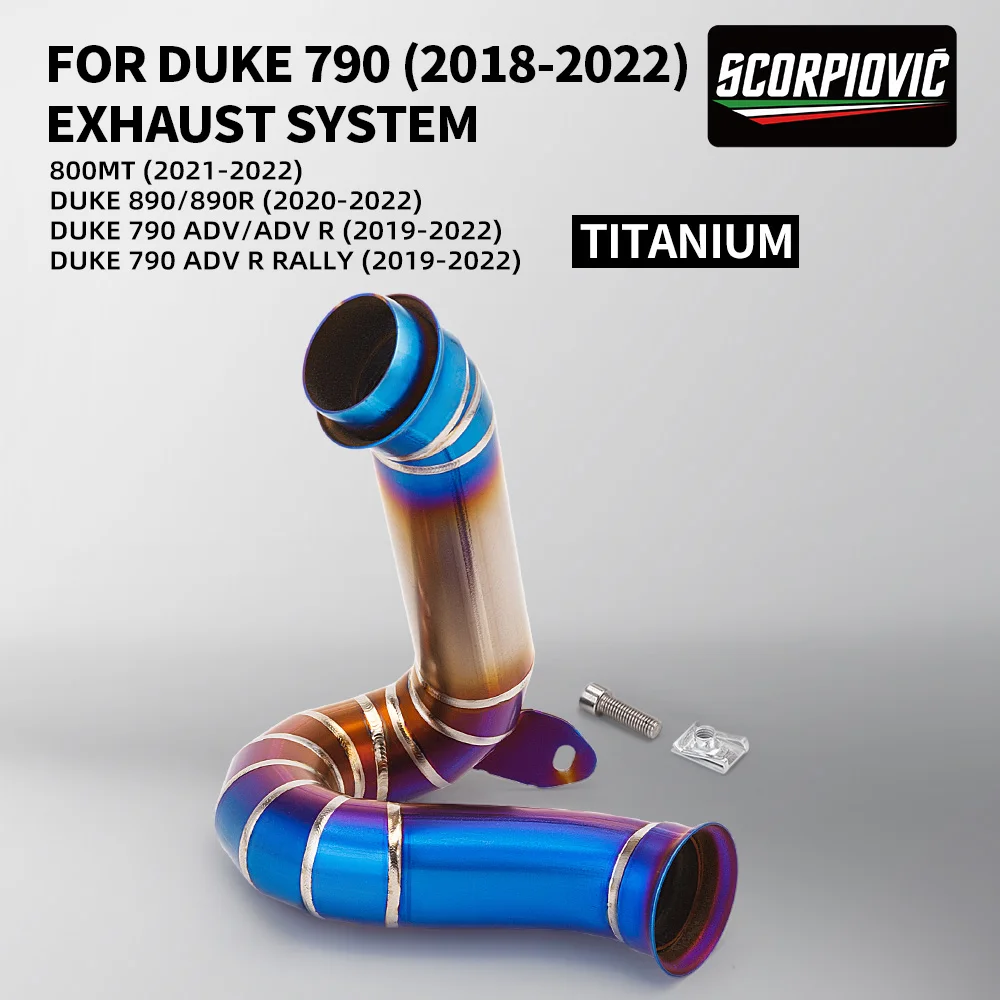سبائك التيتانيوم دراجة نارية الأوسط وصلة الأنابيب العادم الأنابيب ل Duke790 Duke890 800 MT موتو الهروب