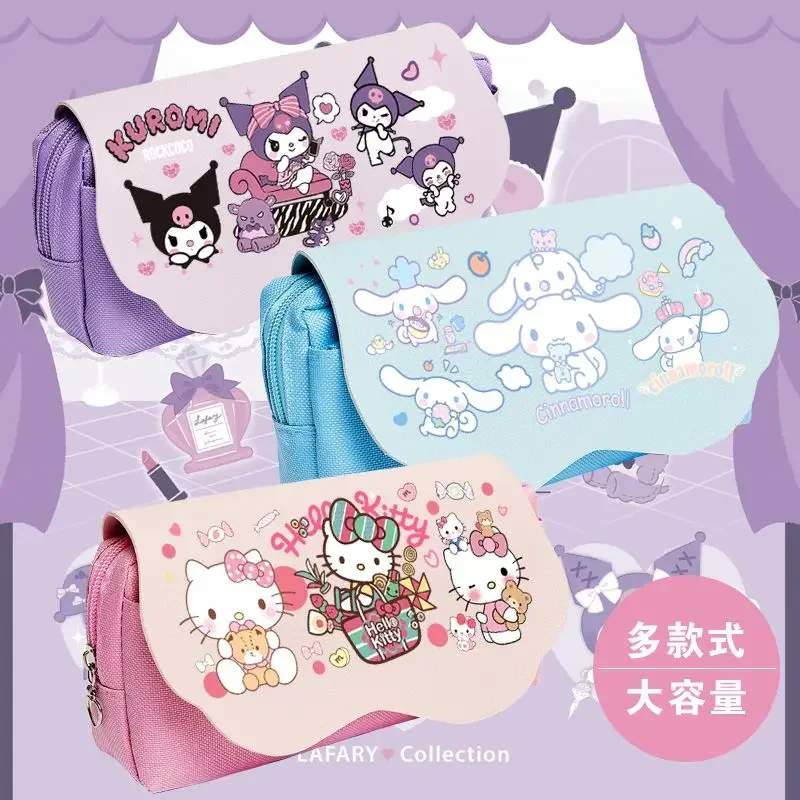 

Sanrio Kawaii Hello Kitty Students Pencil Case My Melody Cinnamoroll Anime Cartoon Fashion Large-capacity Stationery Storage Bag