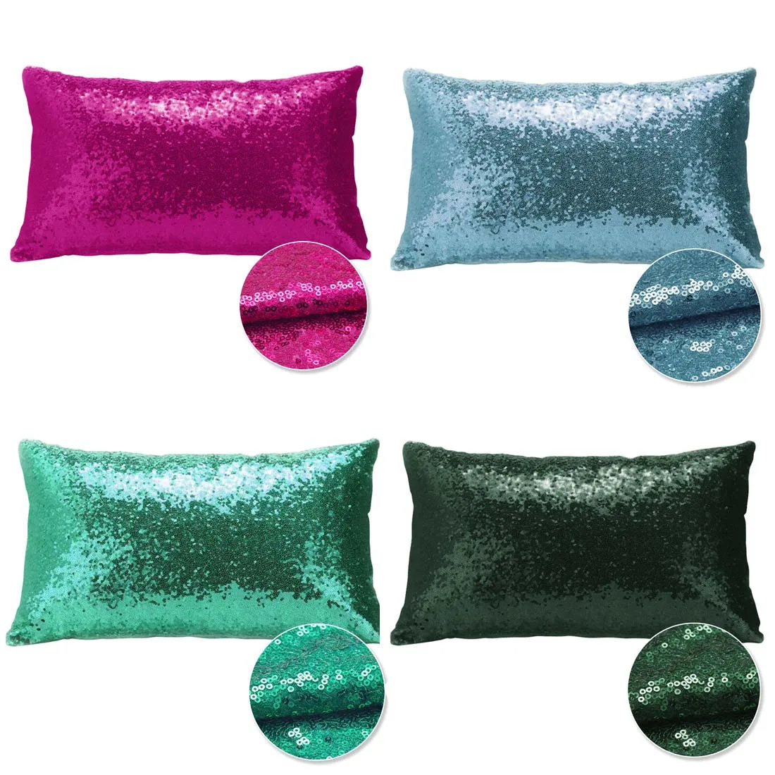 Solid Color Glitter Silver Sequins Bling Throw Pillow Case Throw Pillowcase Cafe Home Bed Drawing Living Room