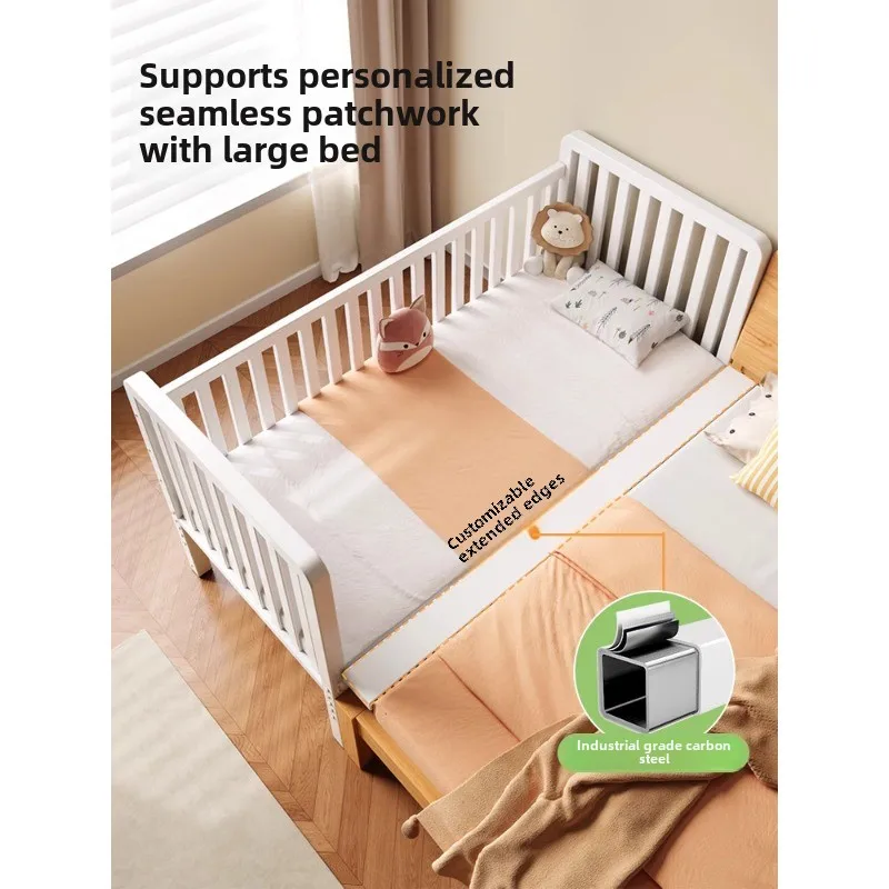 子供用スプライシングベッド ガードレール付き錬鉄製 ベビーベッドはカスタマイズ可能 幅広のスプライシングアーティファクト 大人もベビーベッドで寝ることができます