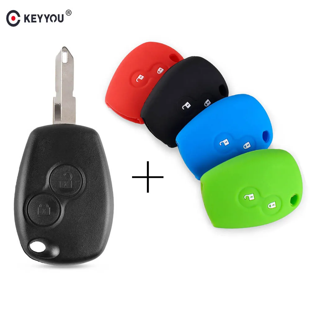 KEYYOU-2 Botão Shell Caso Chave Remoto Do Carro, Fob para Renault Duster, Clio, DACIA 3, Twingo, Logan, Sandero, Modus, NE72 Lâmina Uncut